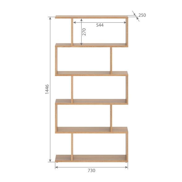 Стеллаж SH 7346 Дуб Сонома светлый 730х250х1416 COMP