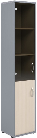 Шкаф колонка комбинированная СУ-1.2(L) Клен/Металлик 406*365*1975