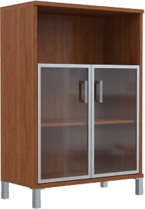 Шкаф средний с малыми стеклянными дверьми в AL-рамке B 420.4 Орех Гарда 900х450х1286