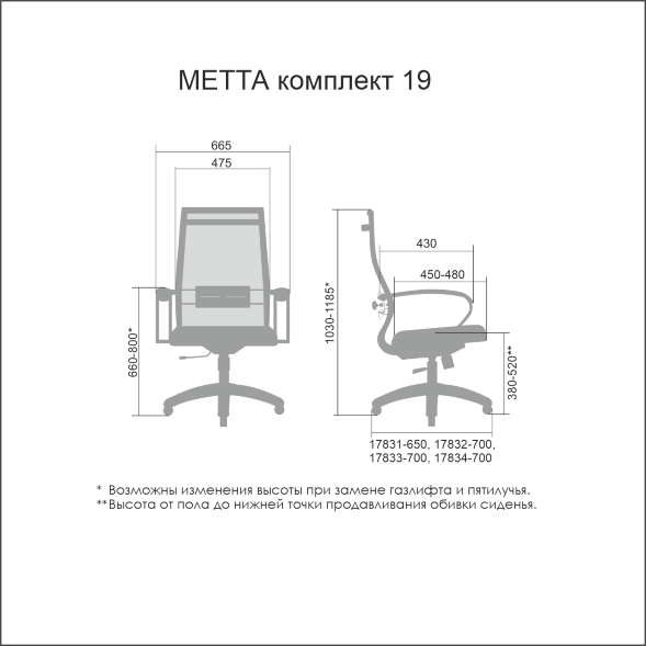 Эргономичное кресло МЕТТА Комплект 19 Ch ов/сечен